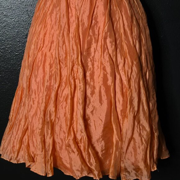 Y2K Vintage Style Silk Metallic Pink Coral Crinkle Halter Babydoll Mini Dress sz - Picture 6 of 12